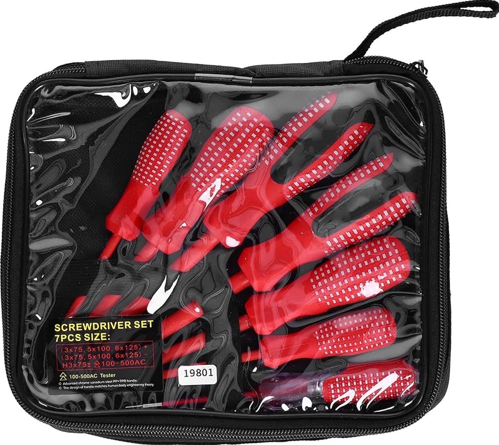 10pcs Insulated Screwdriver Set 500V – Precision Low Voltage VDE Approved Slotted/Pozi Assortment | Compact Storage, Durable CR-V Steel | UAE Maintenance Technician Essential Tool Kit 